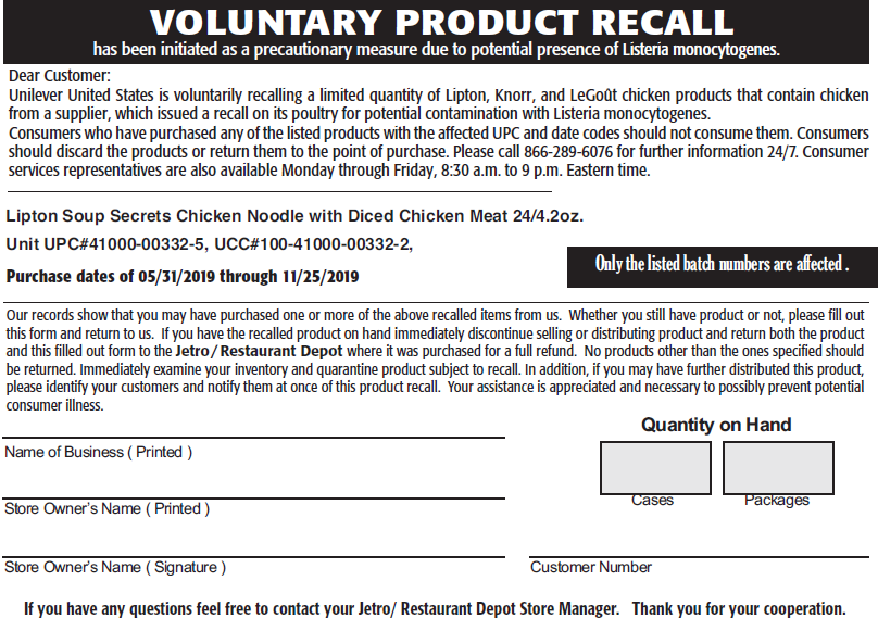 lipton recall east